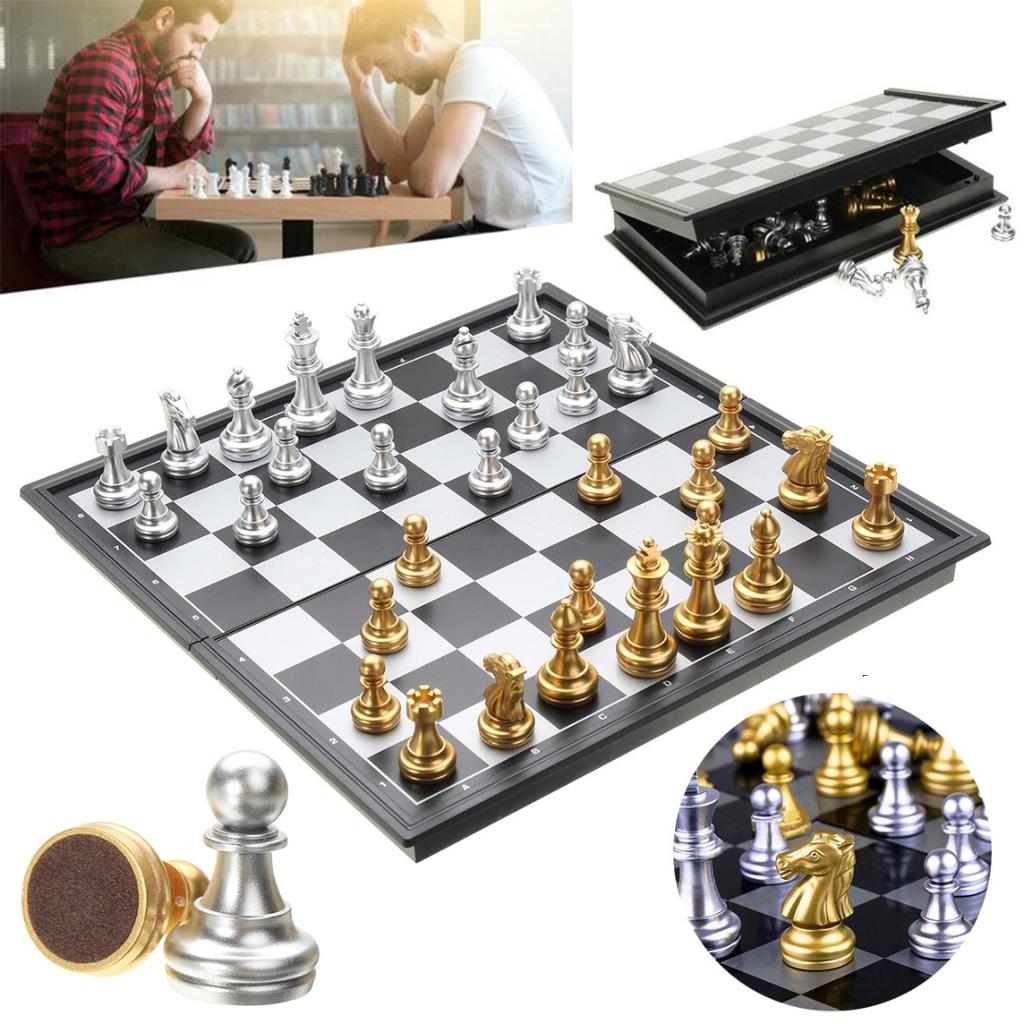 New Portable Magnetic Folding Chess Board Chessboard Box Set Travel Kids Game