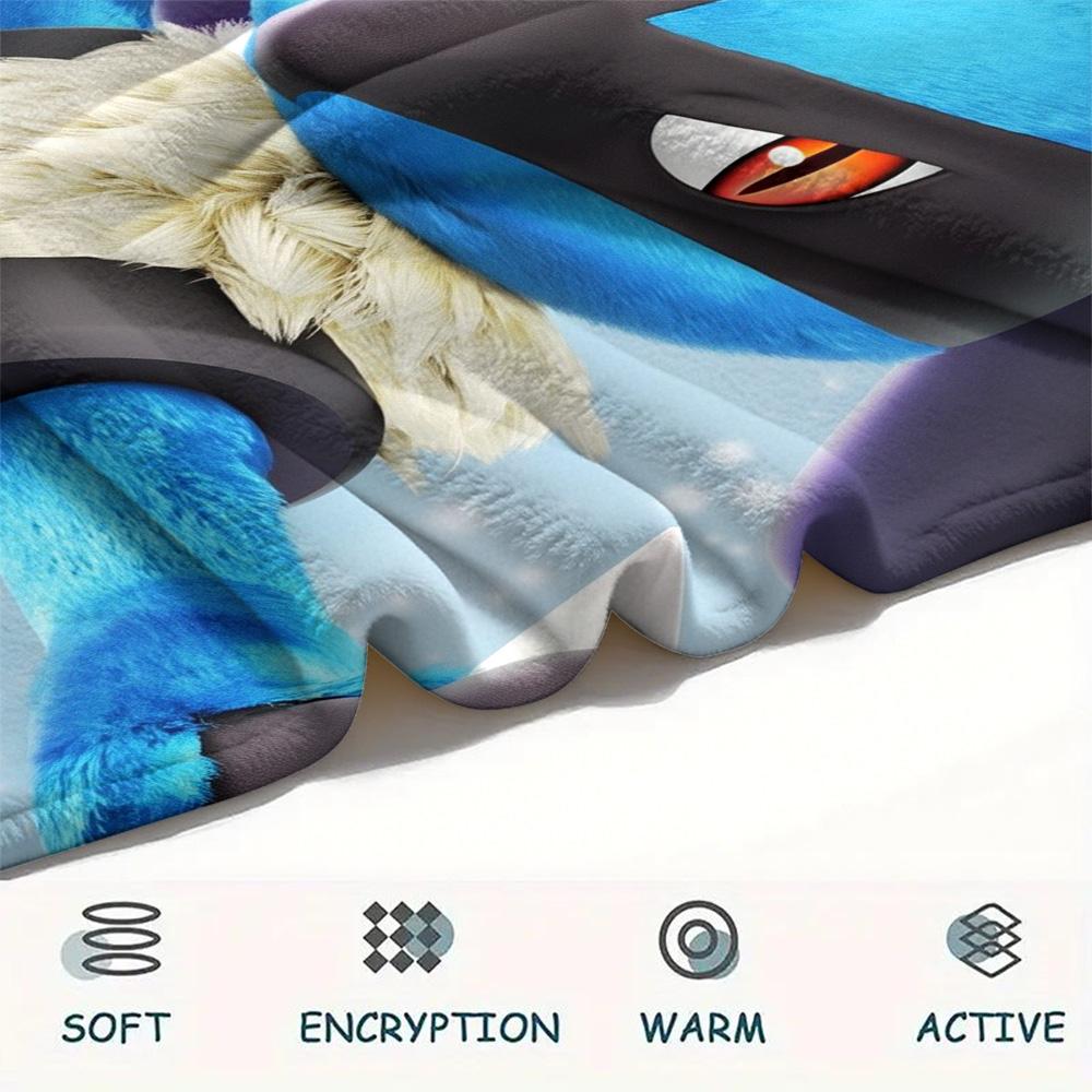Lucario 2 Print Flannel Blanket, High quality Comfortable for All Seasons, Home Decor, Warmth and Comfort