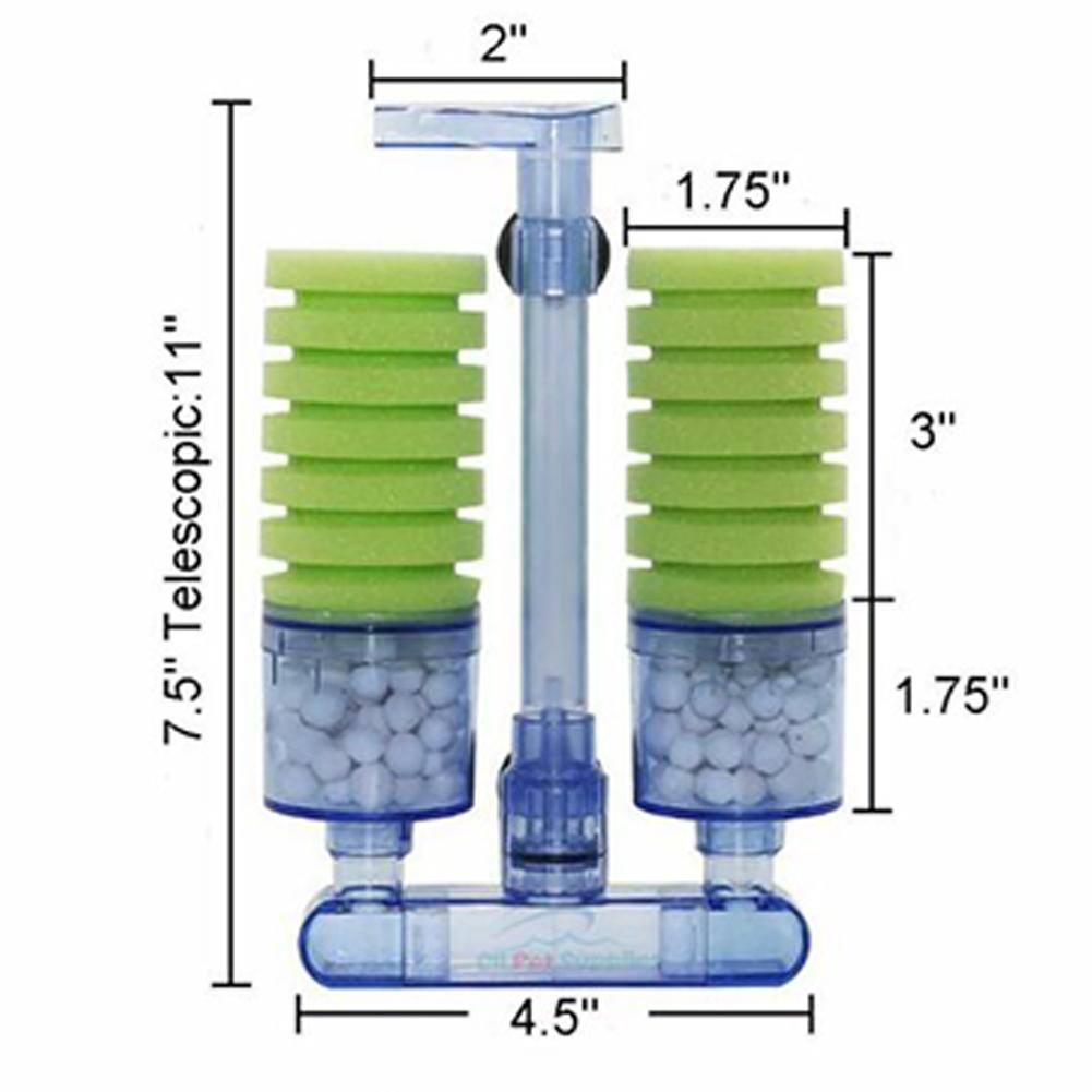 Double Head Bio Sponge Filter with Ceramic Media Ball for Fry Shrimp Aquarium Fish Tank