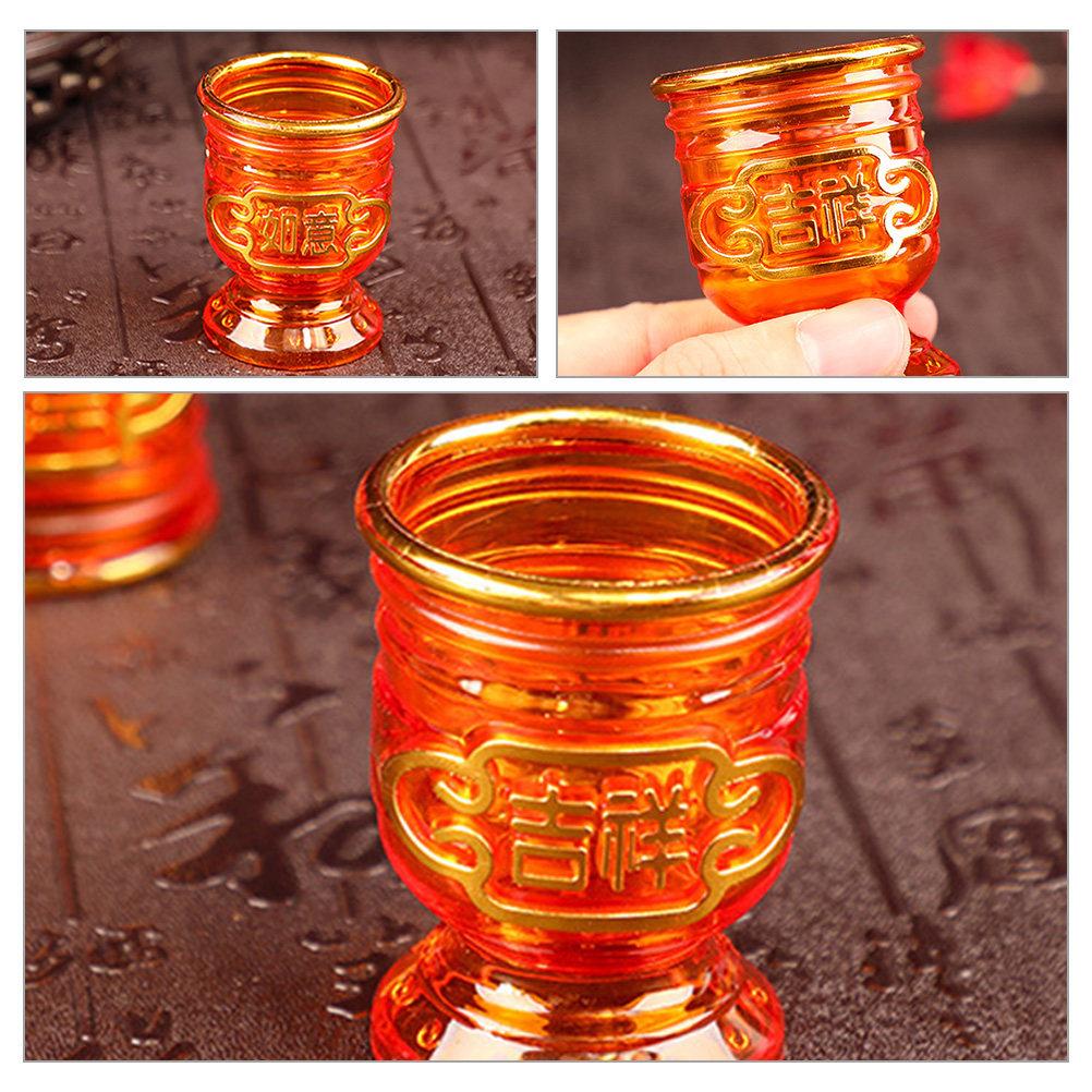 6Pcs Glazed Offering Cup Exquisite Temple Worship Cup Multi-Function Small Buddhist Offering Bowl Water Container Desktop China Mainland