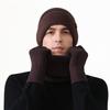 Winter Men's Knitted Hat Scarf Gloves Warm-Keeping Kit Large-Head Velvet Thick Wool Hat