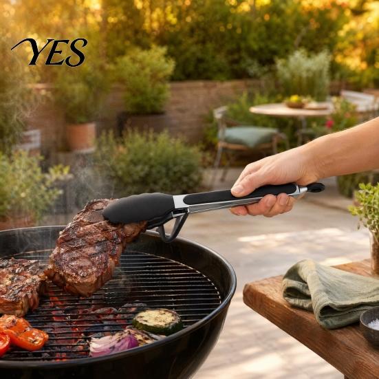Kitchen Tongs for Cooking And BBQ, Heat-Resistant 9 Inch Food Safe with Silicone Tips, Non-Stick Dishwasher Tools Durable