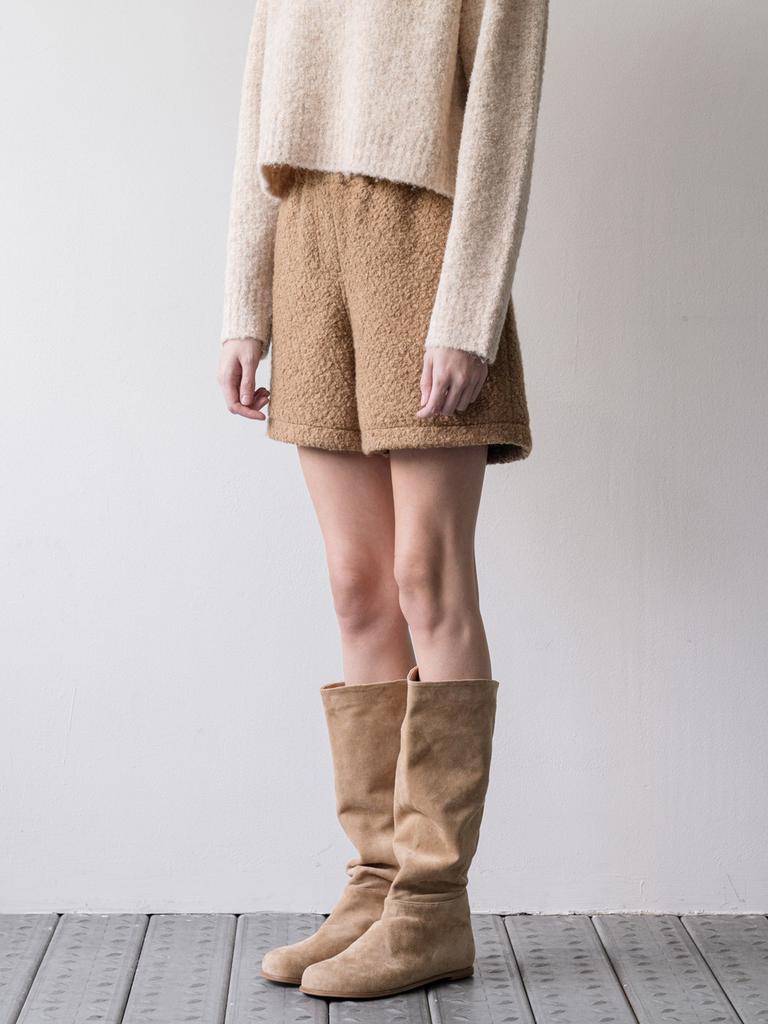 Cluny Boucle Wool Short Pants - Beige
