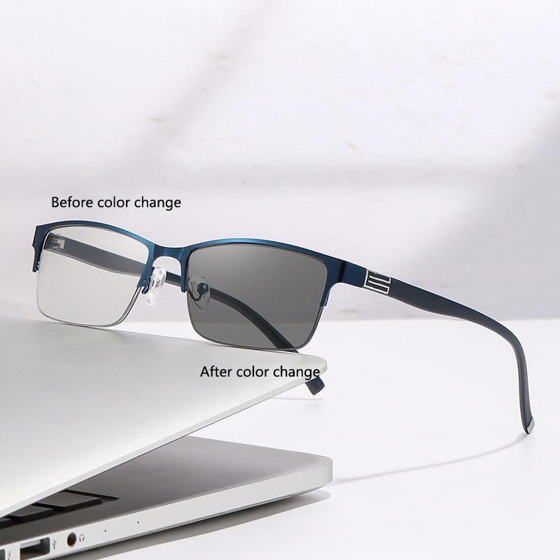 Multi Purpose Light-sensitive Color Changing Half Frame Business Glasses Frame With Automatic Zoom Presbyopia Glasses 809