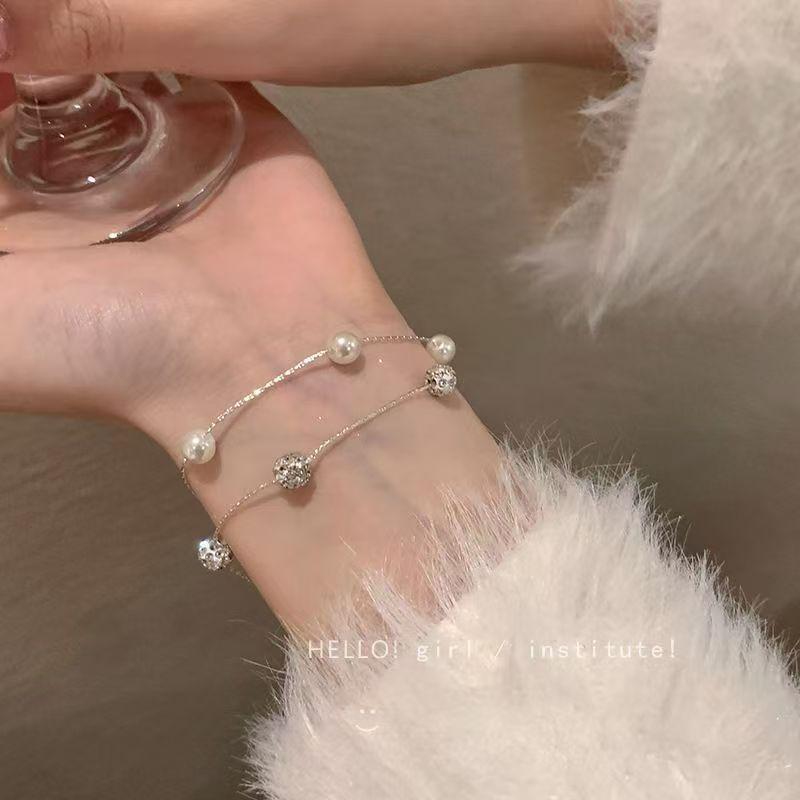 Gypsophila: Double-Layered Bead Bracelet with Micro-Inlaid Zircon for Women - 2024 Elegant Design