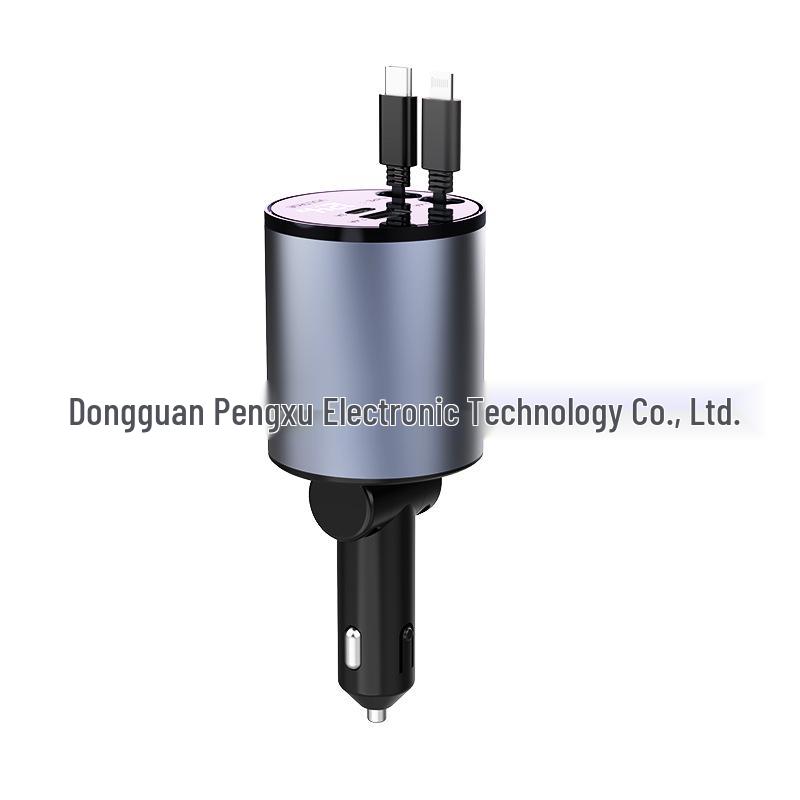 Retractable PD100W Car Charger: Super Fast USB Cigarette Lighter Plug for Apple 15, Huawei
