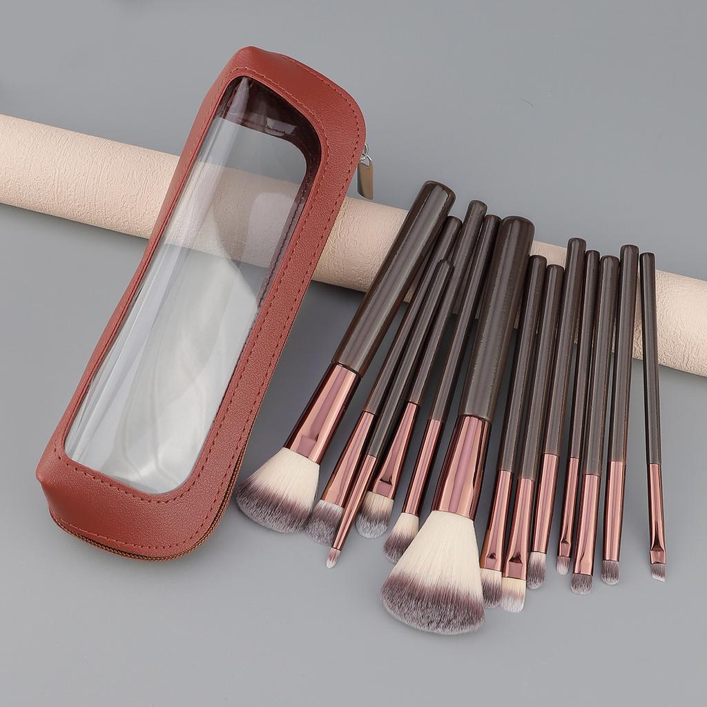 13 coffee makeup brushes with bag set, soft hair concealer brush, lip brush, eyeshadow brush, loose powder brush, detail brush, makeup now