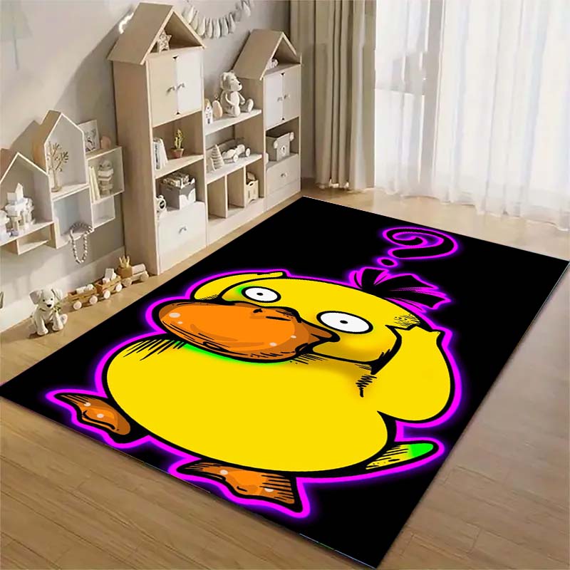 Pokemon Enton Süßer Teppich Schönes Cartoon-Enten-Design Waschbarer Anti-Rutsch-Teppich für Kinderzimmer