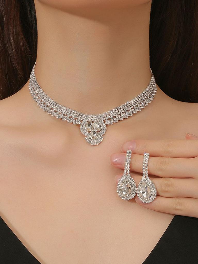 3pcs Rhinestone Women's Decorative Zircon Set Wedding Decorations