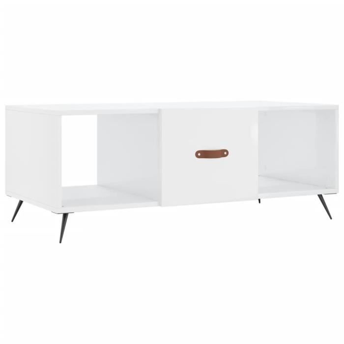 VidaXL Table basse Blanc brillant 102x50x40 cm Bois d'ingénierie 829270