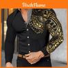 Camicia da Uomo a Maniche Lunghe con Stampa Metallica per Abbigliamento Casual e Moda Primaverile