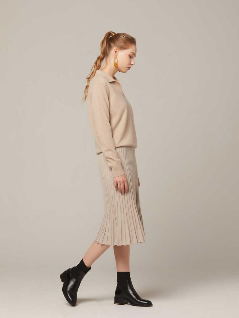 I Holic Cashmere Banded Flare Rib Knit Skirt