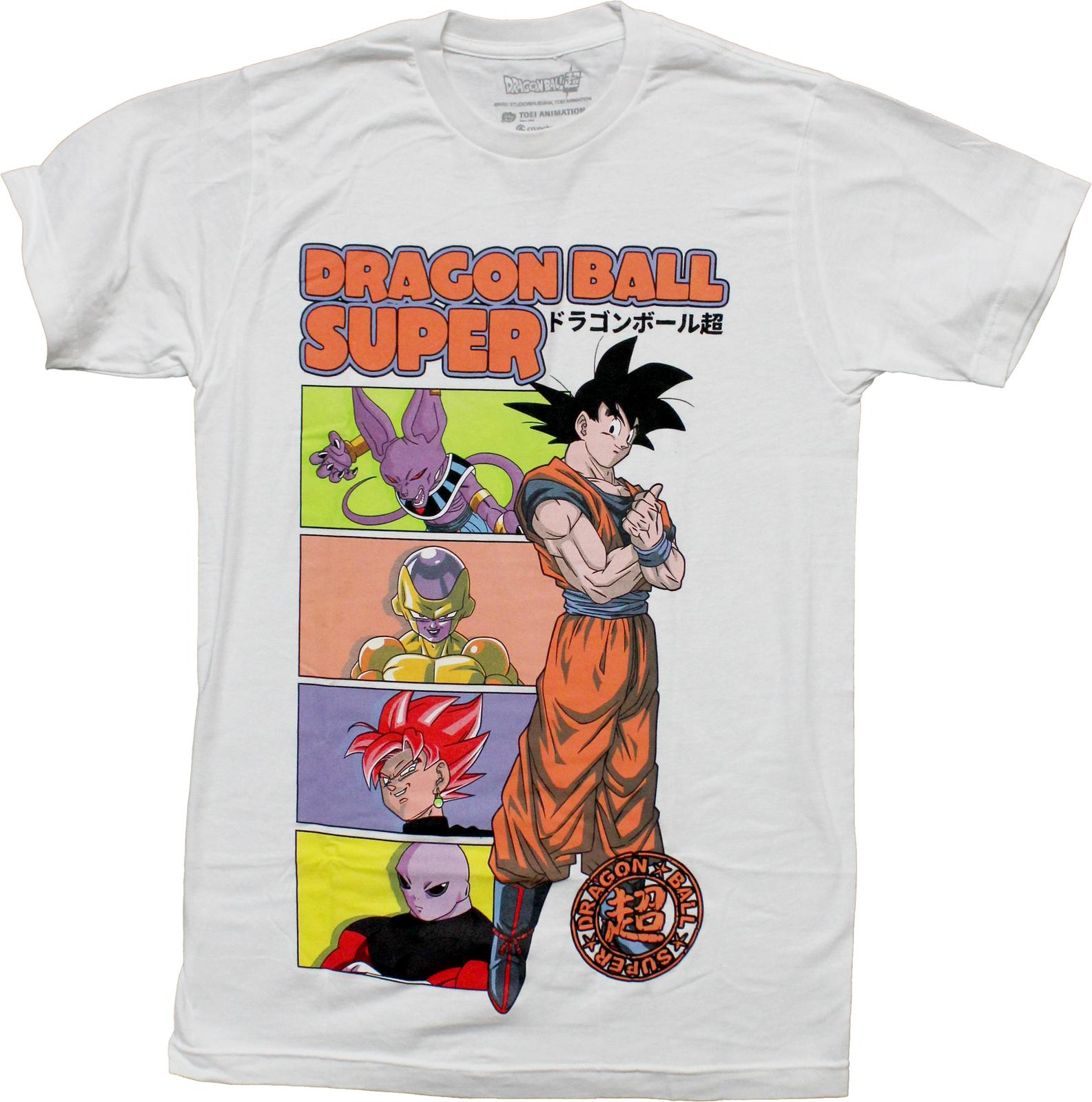 Dragon Ball Z Super New Adult T-Shirt - Goku Under Title Beside Character Boxes M