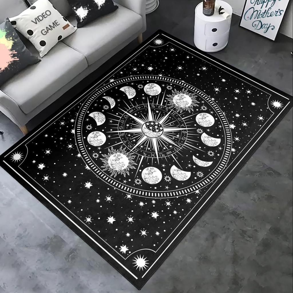 Bohemian sun, moon, starry sky, celestial bodies, carpets, living room, bedroom and home decoration