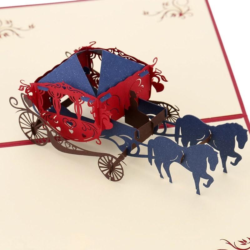

3D Pop Up Handmade Пара Благодарит За Брачные Дни Рождения Поздравительная Открытка Киригами Подарок синий