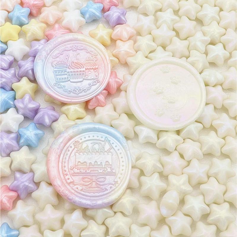 100pcs Pearlescent Mixed Color Wax Grains Macaroon Lucky Star Candle Making Material DIY Scrapbooking Invitation Sealing Wax