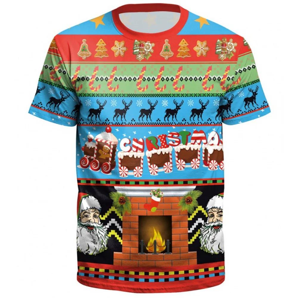 Weihnachts-T-Shirts Weihnachtsmann 3D-Druck Herren Damen Mode Übergroße Kurzarm-Tees Oberteile Party Cosplay Kleidung