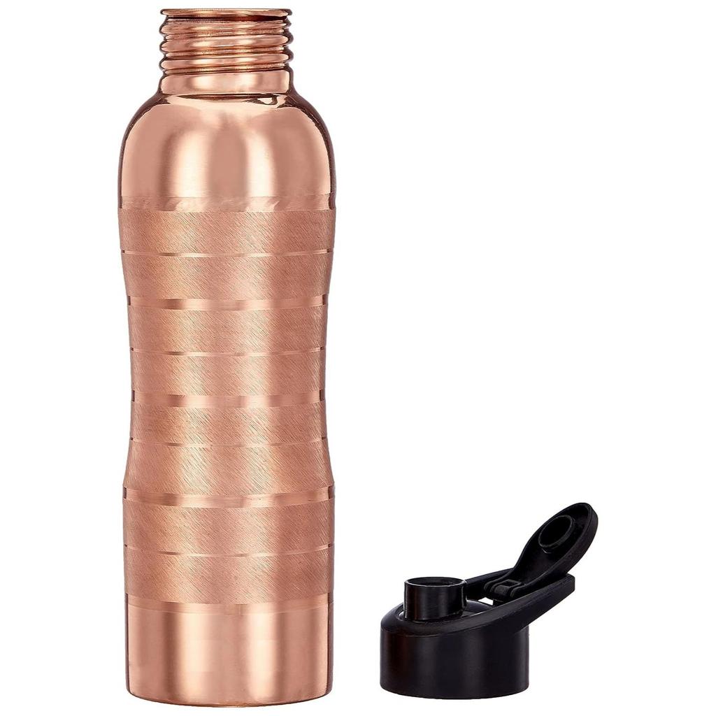Copper Water Bottle with Fliptop |100% Pure Copper Water BottleICopper Bottle for Home, School & Office | Lining Finish | 950 Ml | Set of 2
