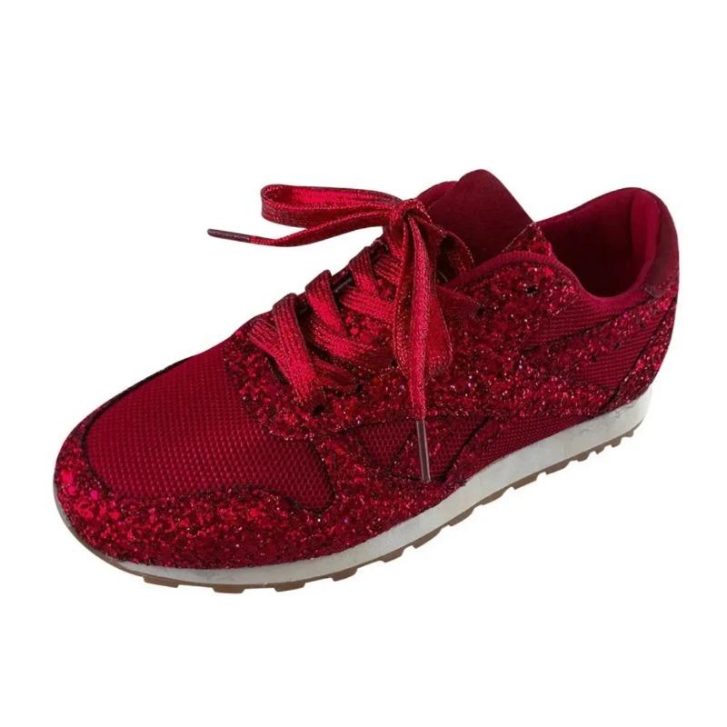 2025 New Women Flat Sneakers Casual Bling Vulcanized Shoes Women Mesh Lace Up Platform Plus Size Fashion Outdoor Woman Shoes