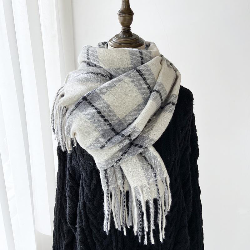 Women's Plaid Scarf - Windproof Warm Winter Scarf with Fringe Tassels Multi-Color Options for Casual & Formal Outfits