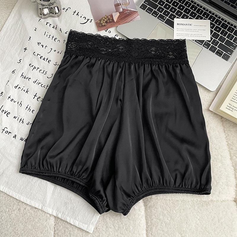 

Women s Summer Thin Lace Waist and Toe Patchwork Anti Glare Loose and Comfortable Lantern Leggings one size чорний