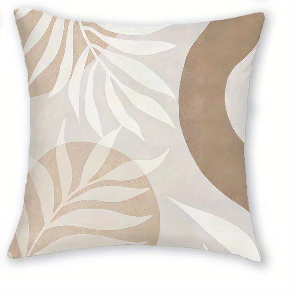 1/4pcs Beige Palm Leaf Patterned Pillowcases Sofa cushion cover home bedroom room decoration