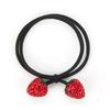 Rhinestone Strawberry Double Strand Elastic Hair Tie - Cute Fruit Hair Accessory