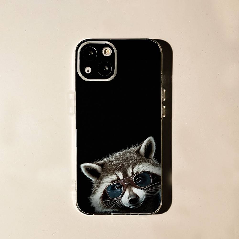 Cute Raccoon Phone Case For iPhone 16,15,14,13,12,11 Plus,Pro,Max,XR,XS,X,7,8 Plus,SE,Mini Soft Transparent Cover