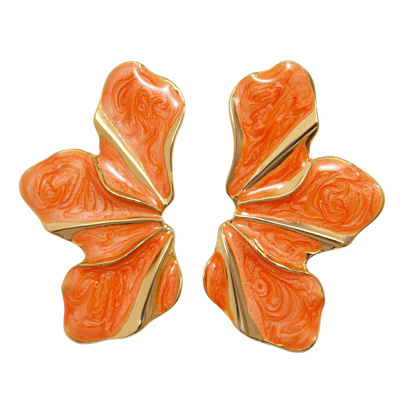 

Drip Oil Petal Stud Earrings Irregular Earring Fashion Party Jewelry Statement Earrings Flower Earring for Any Occasion помаранчевий