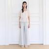 Women Flower Square Neck Peplum Blouse T264mbl943w