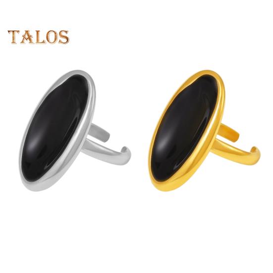 Grande bague ovale en pierre précieuse, faite à la main, style tribal, ouverte, bijoux, fiançailles, anniversaire, pour homme, père, mari, petit ami