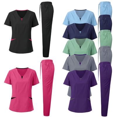 Set da lavaggio a mano unisex a maniche corte con pantaloni lunghi e spazzolino orale per animali domestici - Abbigliamento da lavoro anti-sudore per medici e personale medico.