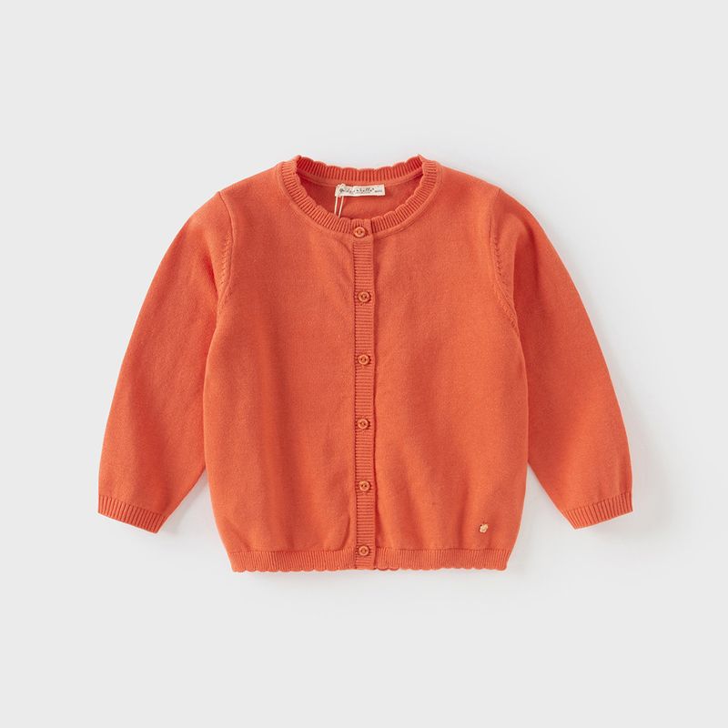 David Bella Girls  Sweater Cardigan 2026 Spring New Style Kidsren s Pure Cotton Knitwear Baby Stylish Jacket Orange [Ready Stock] 73