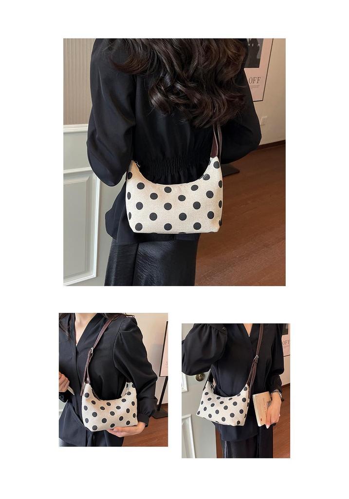 2024 Women's High-End Retro Polka Dot Tote Bag - Large Capacity, Trendy Casual Handheld Underarm Bag