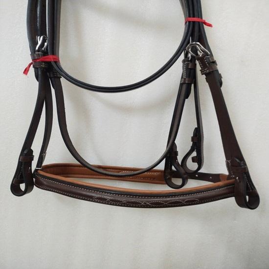 Premium Designer Leather English Bridle with Tan Padding.