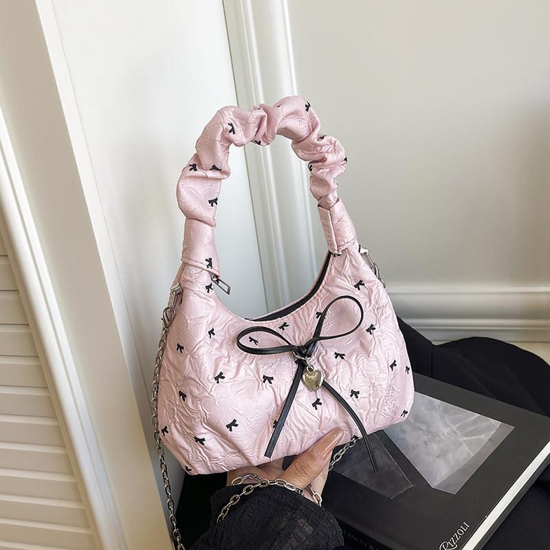 Butterfly Knot Tote Bag For Women With Bow And Pleated Design For Daily Use