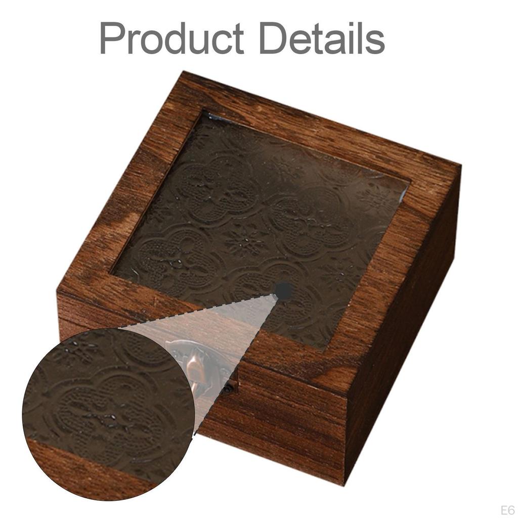 Wooden Storage Box Gift Gifts Semi Transparent Glass Lid Sturdy Organizer Ornament for Bedroom