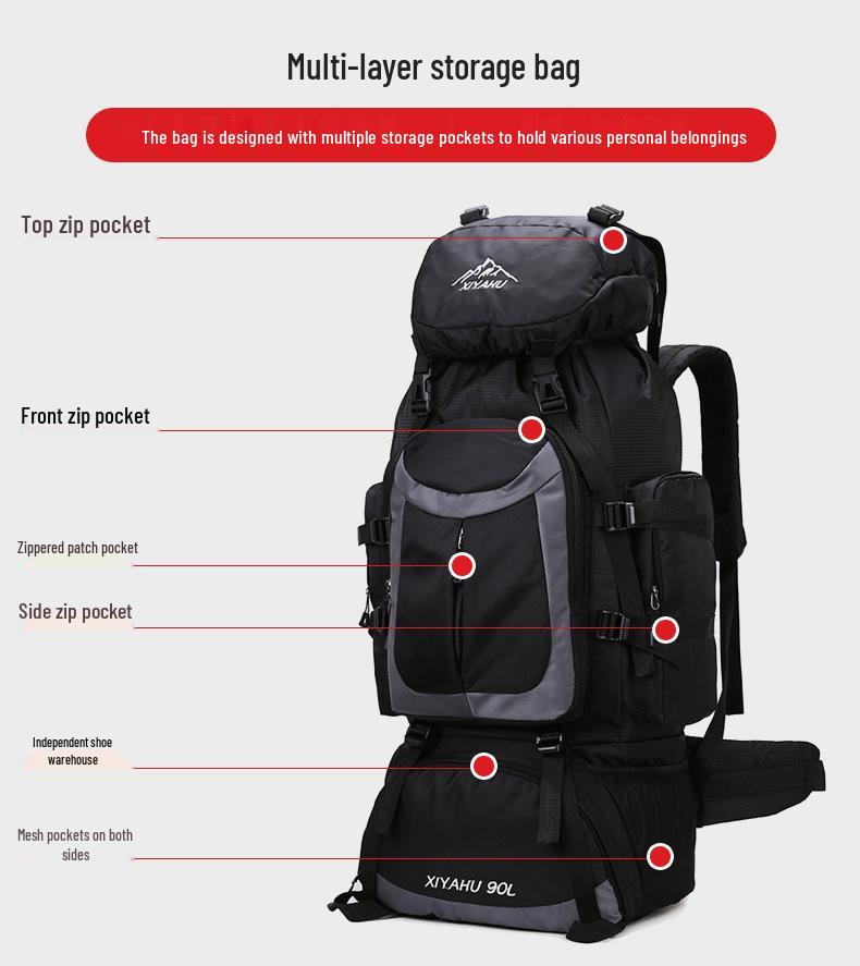 90L Waterproof Outdoor Hiking and Camping Backpack for Men