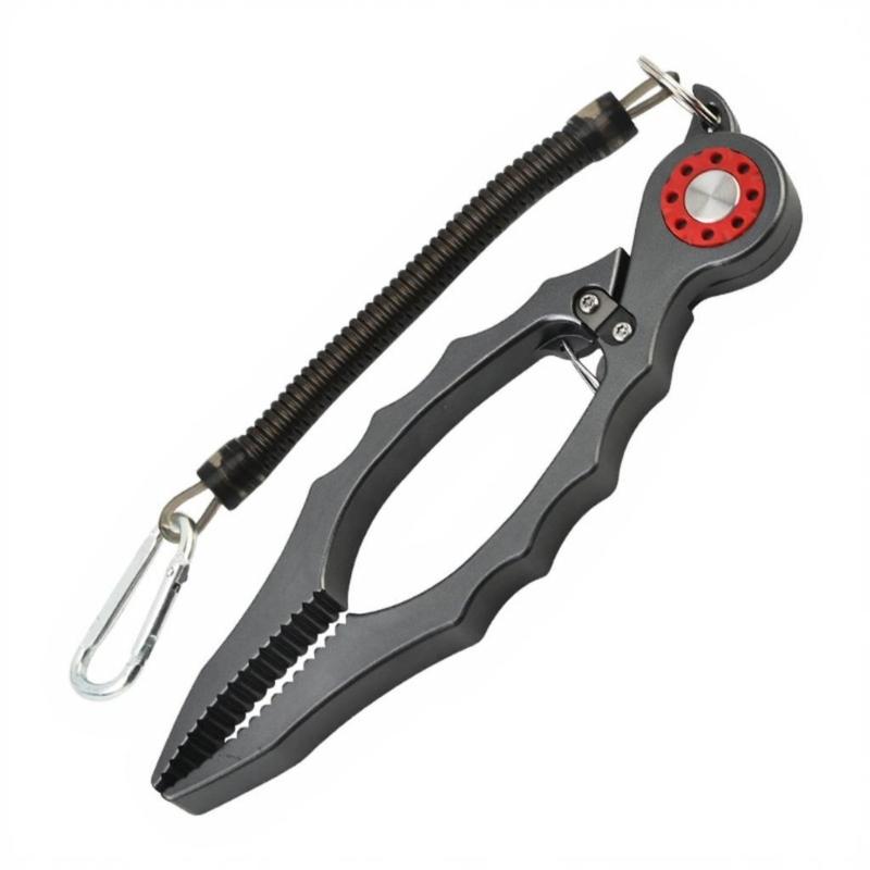Fishing Pliers with Coiled Strap Portable Fish Mouth Grabber Fish Grippers Replacement Clamps Fish Holder Grippers Tool