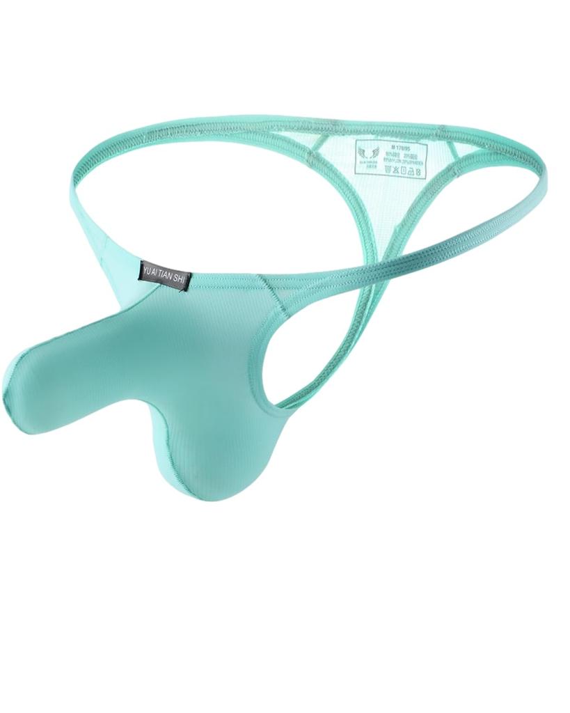 Heureux La Joie Comfortable and Sexy Bikini Panties with Full Frontal Coverage Sky Men's T-Back (L, Blue)