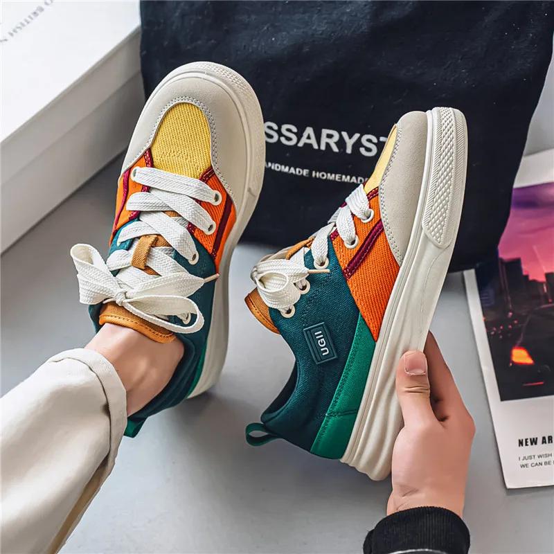 

Новая мужская повседневная спортивная обувь, ретро-колор-блокинг, нишевый дизайн, парусиновые модные кроссовки на удобной платформе 39 бежевый