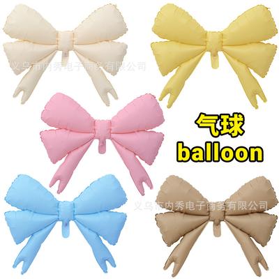 Large Matte Bow Balloon Macaron Bow Aluminum Film Balloon Korean Birthday Outdoor Party Decoration