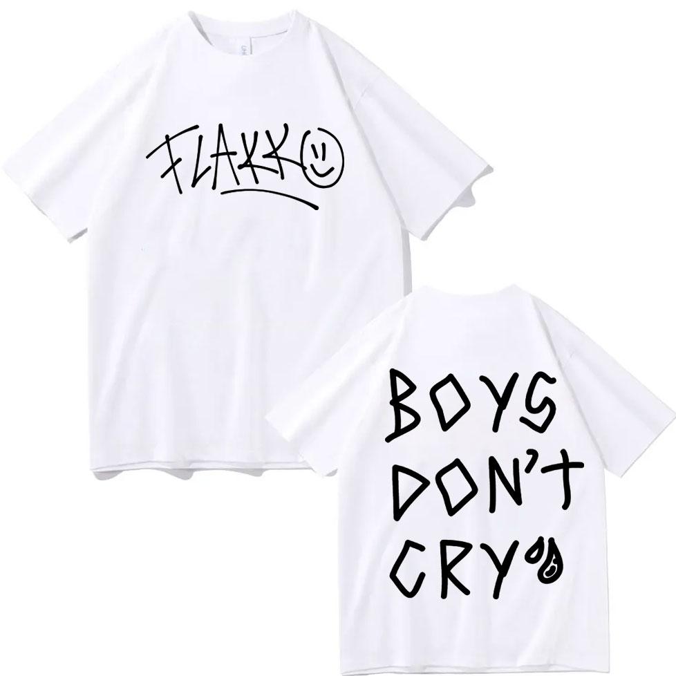 Rels B Flakk Smile Tshirt Boys Dont Cry Letter Print T Shirts Fashion Casual Oversized Short Sleeve Tshirts Unisex Streetwear