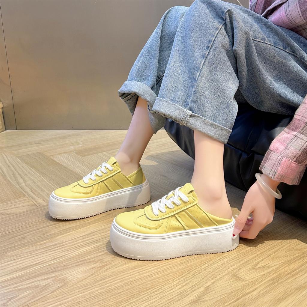 Niche Design Two Wear Thick-soled Little White Shoes Women's 2025 Summer New Versatile Breathable Trend Heightening Casual Board Shoes