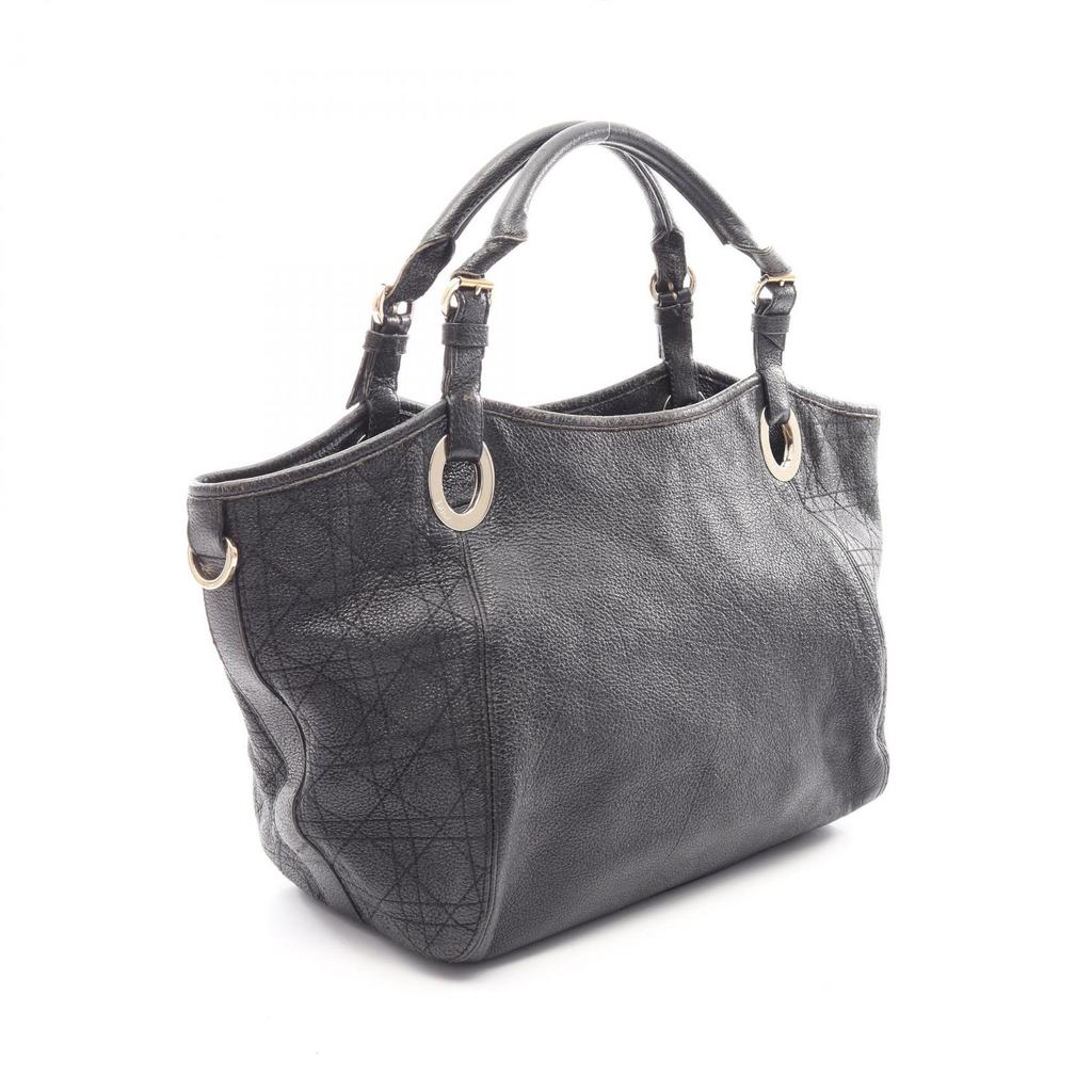 Used Dior Canage Tote Bag leather Black Used Women