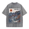 2026 Vintage Washed Beige Tokyo Shibuya City Street Graphic T Shirt Japanese Retro Urban Landscape Print Oversized Casual Short