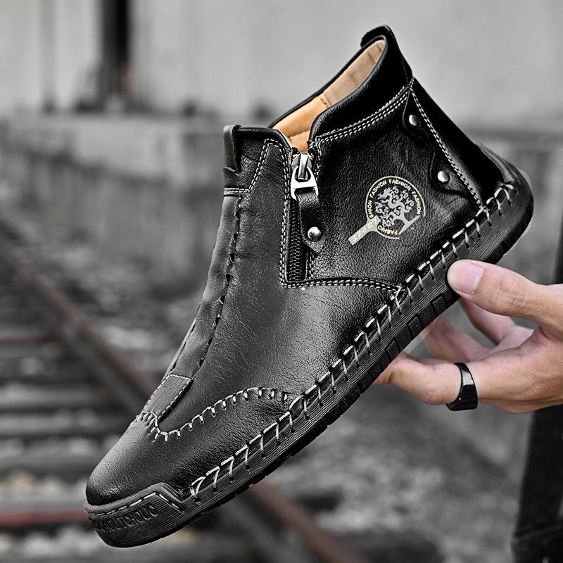 2025 autumn and winter new men's Martin boots fashion zipper handmade men's boots foreign trade large size foot boots men's