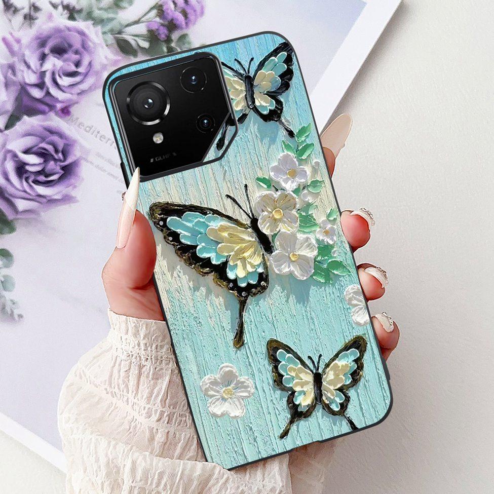 For Asus ROG Phone 9 Pro Back Cover For Asus ROG Phone 9 Case Silicone Cute Cat Luxury Love Funny Painted Shockproof Bumper
