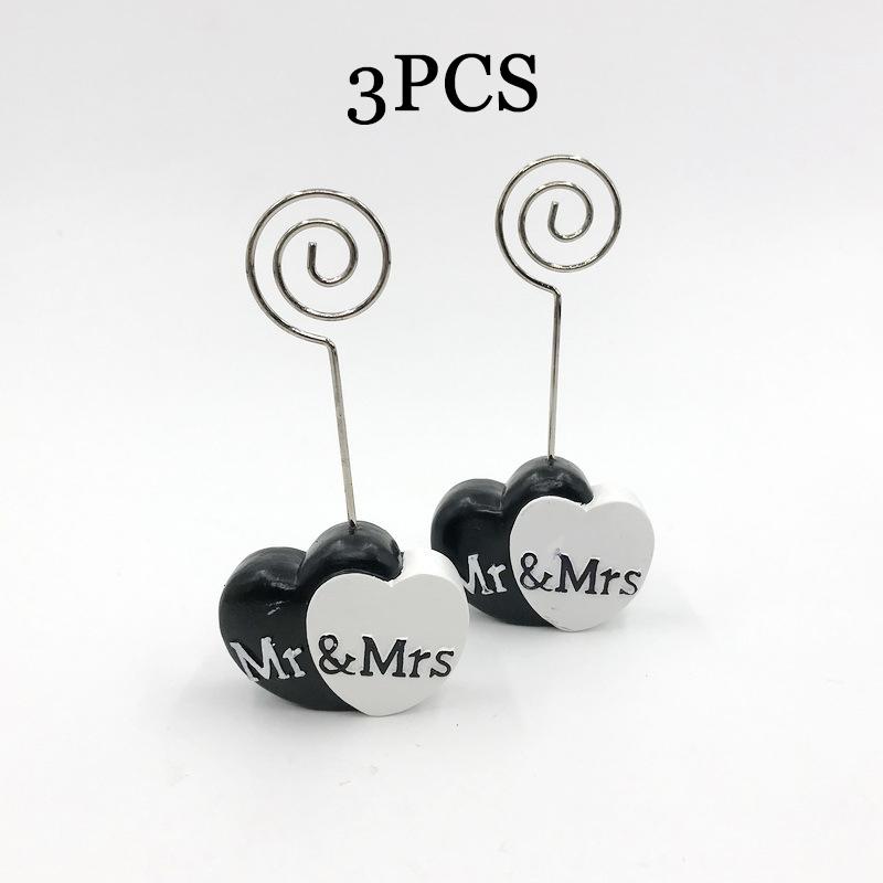 

WTEMPO Mr & Mrs Black White Heart-shaped Business Card Holders Home Message Memo Holders DIY Photo Holders Valentine s Day Wedding Party Table Holders 3pcs чорний