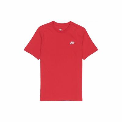 T-shirt à manches courtes et col rond brodé pour homme en rouge